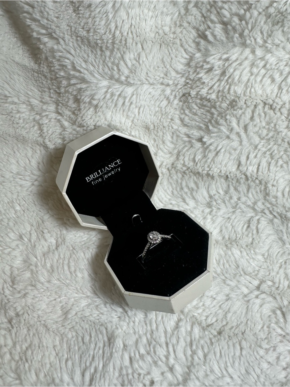 Brilliance Fine Jewelry Silver Halo Engagement Ring in White